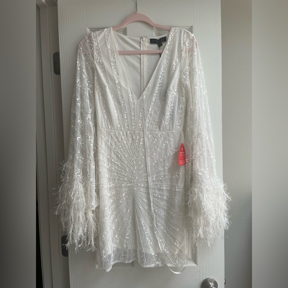 ASOS Starlet Feather Sleeve Mini Dress size 6